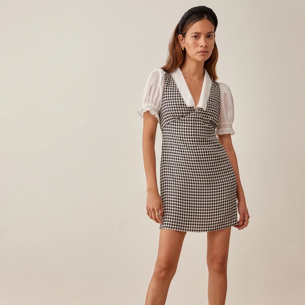 REFORMATION Black and White Zina Dress